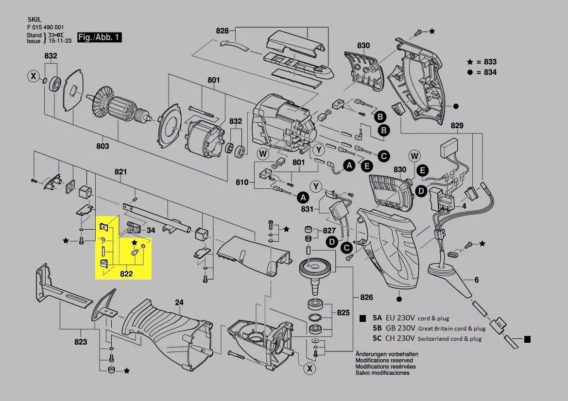verrou porte-lame scie-sabre Skil réf. 2610397056